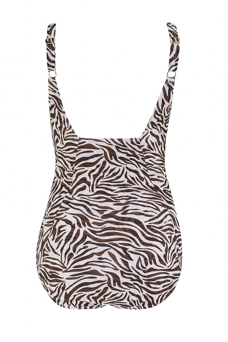 Zebra print pocketed swimsuit